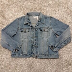 90s Liz Claiborne Denim Jacket | Light Wash Blue | Size XL